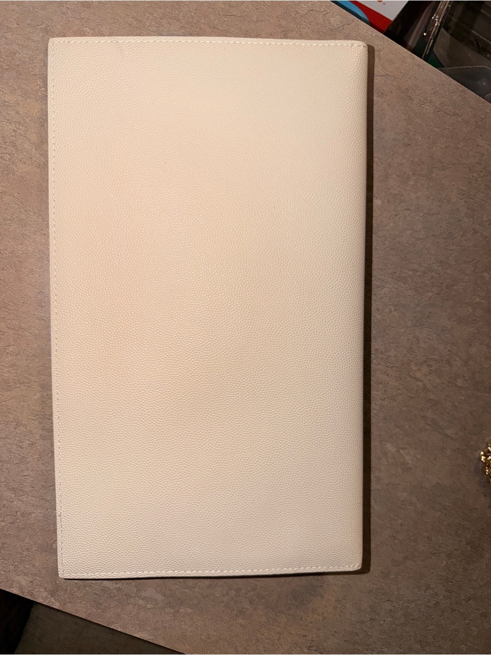Saint Laurent Cream Envelope Clutch with Gold YSL Logo - Picture 4 of 7